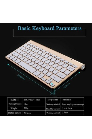 Homyl Mac Pc Dizüstü Için Mini Kablosuz Klavye Fare Gümüş