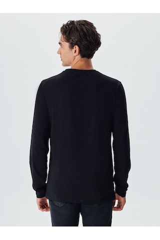 Ltb Uzun Kollu Sıfır Yaka Basic Siyah Sweatshırt Çok Renkli 2XL