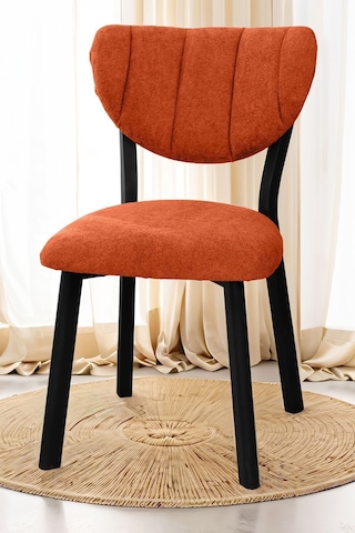 Nemeron Mutfak Masa Sandalyesi Kafe Restoran Yemek Odası Çizgili Yarmalı Sandalye Silinebilir Kiremit Kiremit