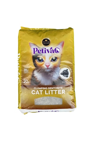 Petiva Süper Premium Aktif Karbon Topaklaşan Bentonit Kedi Kumu 20 L