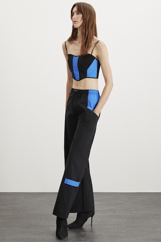 Grımelange Jeanette Kadın Beli Lastikli Stoper Detaylı Su Geçirmez Paraşüt Kumaş Siyah Pantolon Siyah