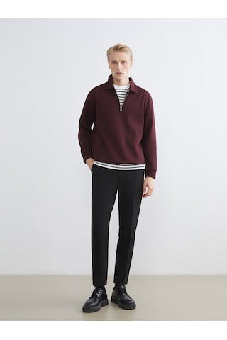 Lcw Vision Bordo Polo Yaka Erkek Kalın Sweatshirt