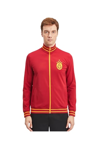 Galatasaray Orijinal Lisanslı Dik Yaka 5 Yıldızlı Fermuarlı Erkek Sweat Kırmızı