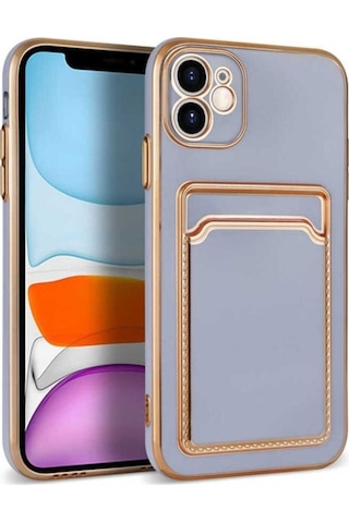 Apple Uyumlu iPhone 12 Kılıf Zore Bark Kartlıklı Kapak Lila