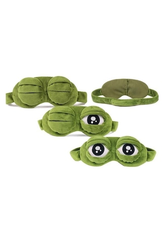 Frogband Rahat Peluş Kurbağa Uyku Göz Bandı Yeşil