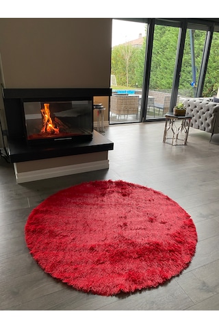 Tavşan Kırmızı Yumuşak Dokulu Peluş Halı Yuvarlak