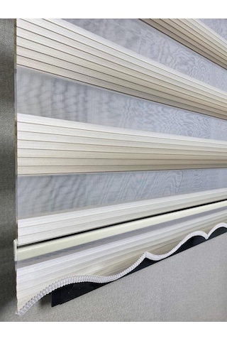 Bbb Geniş Pliseli Renk Geçişli Zebra Stor Perde Mz293 Kahve - Krem