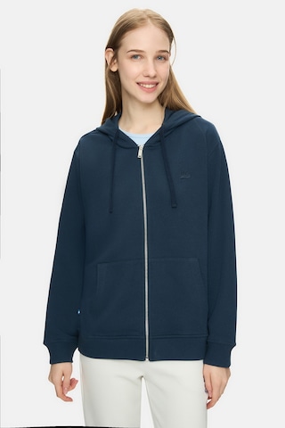Ucla Vıvıana Lacivert Kapüşonlu Baskılı Fermuarlı Standard Fit Kadın Sweatshirt Lacivert