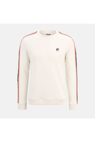 Beyaz Fila Erkek Bisiklet Yaka Sweatshirt Braid Detail Tm411156 BEYAZ