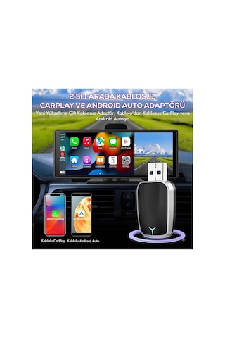 2'si 1 Arada Kablosuz Carplay & Android Auto Mini Usb Adaptör Type-c Otg Destekli Dönüştürücü Diğer