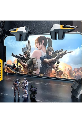 Diğer - Gri - Telefon Oyun Konsolu Pubg Tetik Tuşu Aparatı 4 Tuş Oyuncu Tetiği