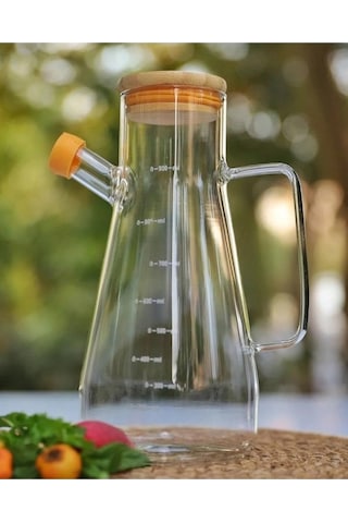 Mithra Life 2 Adet Bambu Kapaklı Borosilikat Cam Yağdanlık 900 Ml Mıt1071