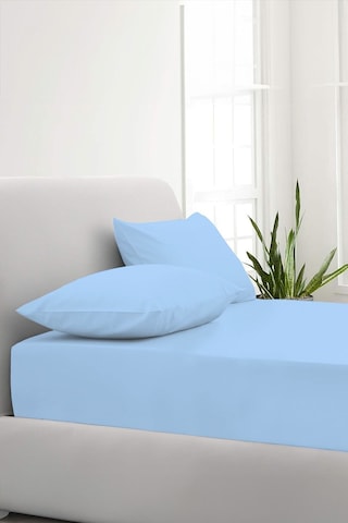 Ranforce Mavi Pamuklu Tek / Çift Kişilik Battal Tam Kenar Lastikli Çarşaf 14 Renk Fıtted Mavi