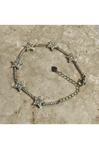 Yıldızlı Çelik Zirkon Bileklik Gold Gold