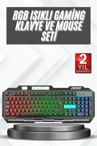 Işıklı Oyuncu Q Klavye Mouse Seti Siyah Oyuncu Klavye Diğer