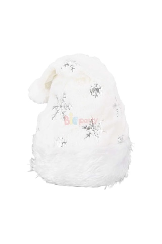 Yılbaşı Şapka Peluş Beyaz Kar Tanesi Baskılı Lüks Diğer