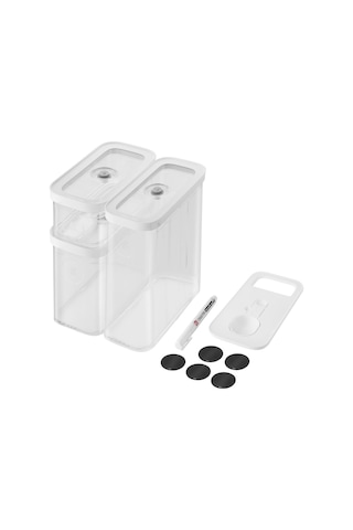 Fresh & S Cube Saklama Düzenleyici, 5 Parçalı Orta Set, Kiler Düzenleyiciler Ve Depolama, Plastik, Bpa İçermeyen Hava Geçirmez Kuru Gıda Saklama Kabı Badem, Muz Cipsi, Kuruyemiş Ve Daha Siyah