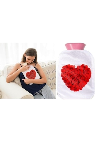 Sıcak Su Torbası Peluş Kalpli Termofor 19x13x2cm 500 Ml Çok Renkli