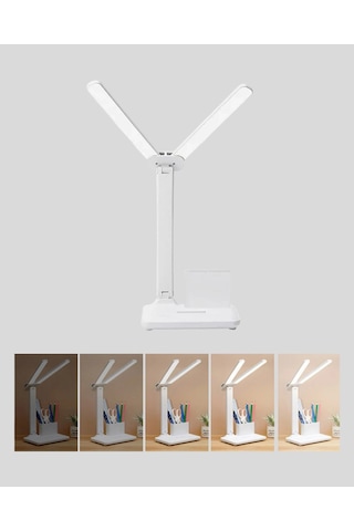 Kısılabilir Led Masa Lambası Kalemlik Ve Telefon Standlı, Göz Yormayan Işık Karışık