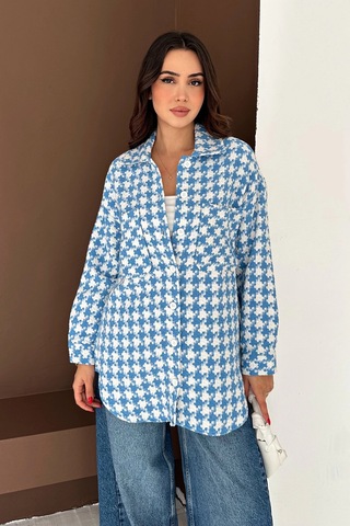 Kazayağı Gömlek Mavi Mavi