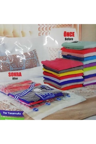 2 Adet Büyük Boy 80 Cm X 100 Cm Vakumlu Poşet Vakumlu Hurç Vakumlu Torba Yorgan Yastık Saklama Hurcu Diğer