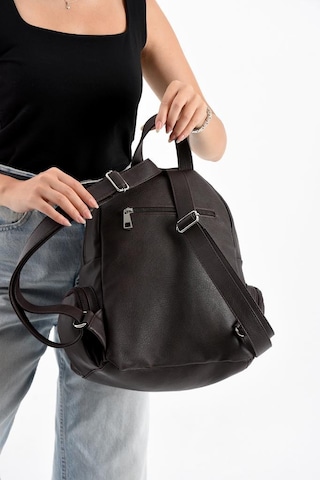 Baginn Suni Deri Kadın Sırt Çantası 35 25 Cm Mega Bag Günlük Kullanıma Uygun Çok Cepli İçi Astarlı Kahverengi