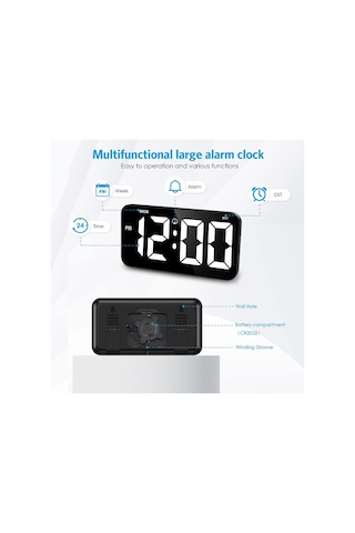 Ev Dekorasyonu İçin Otomatik Karartmalı Sessiz 11 Dijital Duvar Saati 12/24 Saat B Diğer