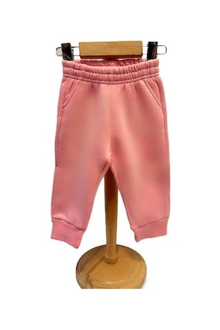 Kız Bebek İçi Şardonlu Kalın Eşofman Alt-15455 Pembe