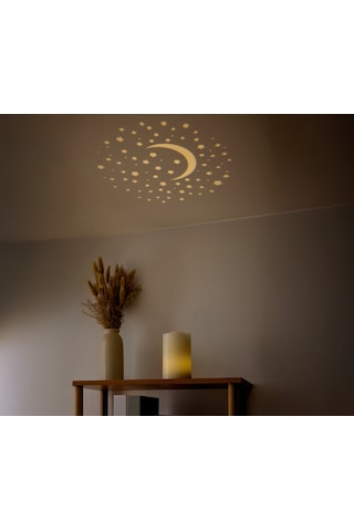 Led Gerçek Mum, Yıldız Projeksiyon sarı