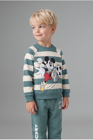 Defacto Disney Mickey Baskılı Uzun Kollu Üst Lastikli Paça Alt 2li Eşofman Takımı Erkek Bebek I3538a526wngn501 Yeşil-gn501