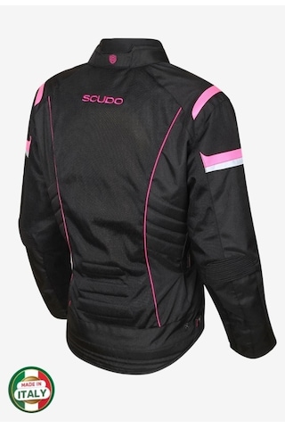 Scudo Lısbon Pembe Kadın Motosıklet Ceketı Pembe - Siyah