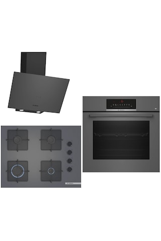 Bosch HBJ559EH6T - POP7C9P31O - DWK64PJ70T 3D Fry Tepsili Gri 3'lü 626 Ankastre Set