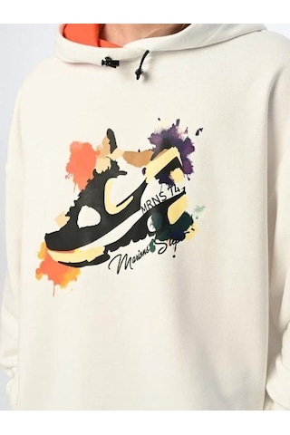 Marions Erkek Çocuk Spor Ayakkabı Baskılı Kapüşonlu Sweatshirt-13543 Ekru