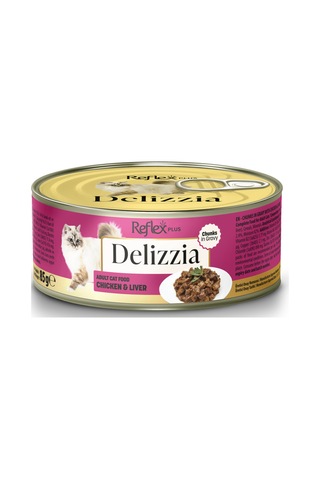 Reflex Plus Delizzia / Sos İçinde Parça Etli Tavuklu & Ciğerli Yetişkin Kedi Maması 85g X 12 Adet