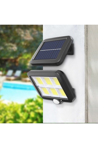 Mufunye Güneş Enerjili Dış Mekan Işığı: 120cob Bölünmüş Sensörlü 12 Bölüm , 3 Modlu, Su Geçirmez, Bahçe/garaj Işık Kaynağı