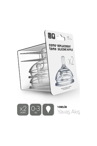 Comotomo Yavaş Akışlı Silikon 2’li Biberon Emziği – 0-3 Ay