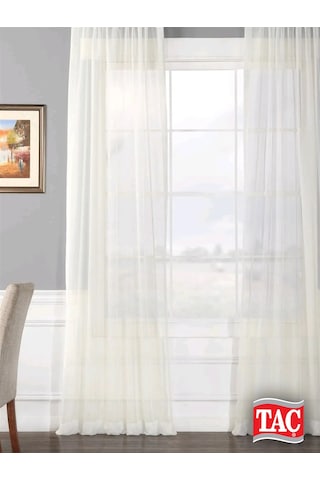 Taç Düz Beyaz Vual Tül Perde / Ölçünüze Özel Dikim