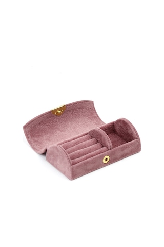 Cbtx Taşınabilir Seyahat Kemerli Takı Saklama Kutusu Küpe Bileklik Takı Organizatör Vitrin - Pembe