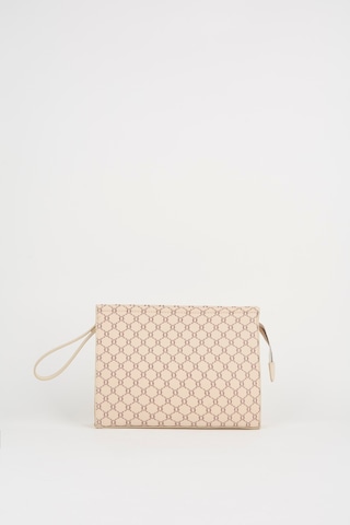 Vivaq Kadın Petunya Desenli Krem Astarlı Suni Deri Bilek Askılı Portföy El Ve Clutch Çanta