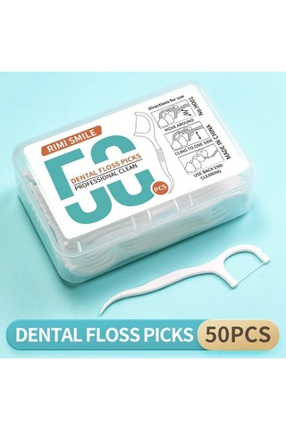 Willowhaven Rımı Smıle 50 Adet Diş İpi Temizlik Çubuğu, Polietilen Malzeme, Kokusuz