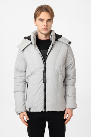Back And Bond Açık Gri Regular Fit Kapüşonlu Puffer Mont Çok Renkli