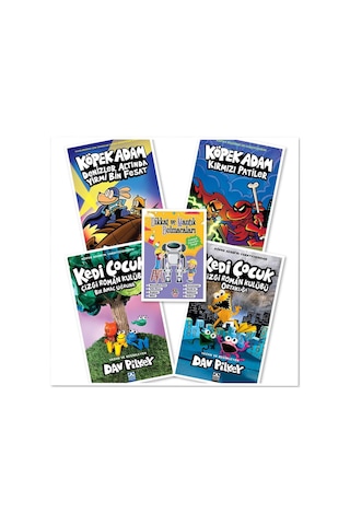 Köpek Adam 12 Kırmızı Patiler Dahil, Köpek Adam Son 2 Kitap, Kedi Çocuk Son 2 Kitap 5 Kitap