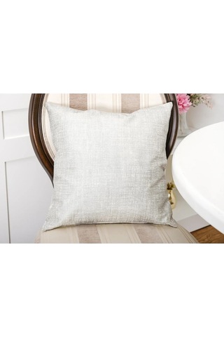 Linen Pamuk Keten Baskılı Krem/gümüş Kırlent 45 45 Cm Ikili - 561 45 x 45