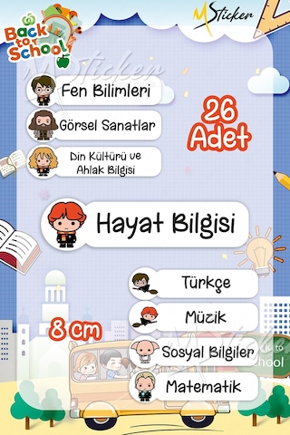 Okul Ders Etiketi Harry Potter Temalı 26 Adet 8 Cm Okul Ders Etiketi Diğer