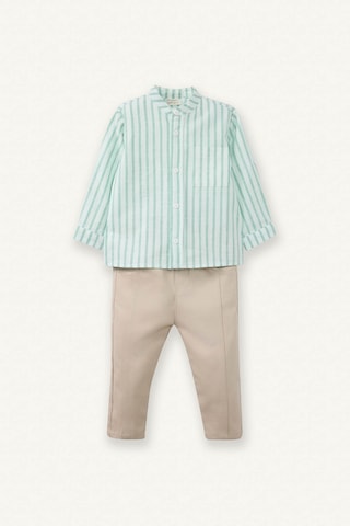 Defacto Erkek Bebek Poplin 2li Takım Çizgili Gömlek Pantolon G7103a526spgn391 Yeşil-gn391