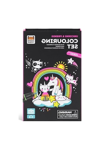 Neon Unicorn Boyama Seti, Çizim Seti İle Eğlenceli Aktiviteler Açık Gri