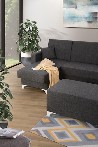 Azra Yatak Köşe Koltuk Takımı Sandıklı Tam Ortopedik + Puf 155 x 220 CM