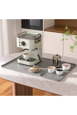 15.75x23.6 İnç Kahve Bar Matı Ve Çıkarılabilir Bulaşık Kurutma Matı Gri Diğer