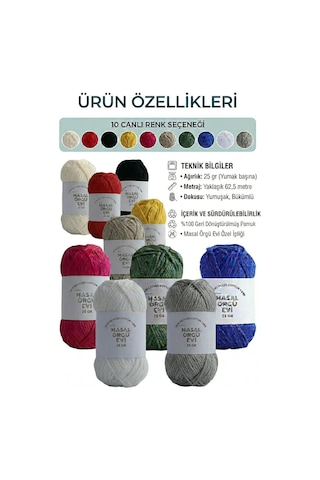 Tr 25 Gram Mini Cotton Serisi%100 Pamuk Örgü İpi 10 Renk Punch Ve Amigurumi İpi