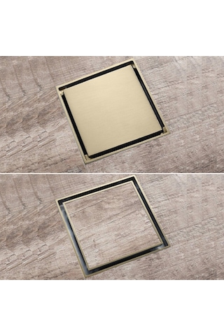Fause Komple Çelik Seramik Uyumlu Ankastre Yer Süzgeci 10x10 Cm Mat Altın Ksz101-bg